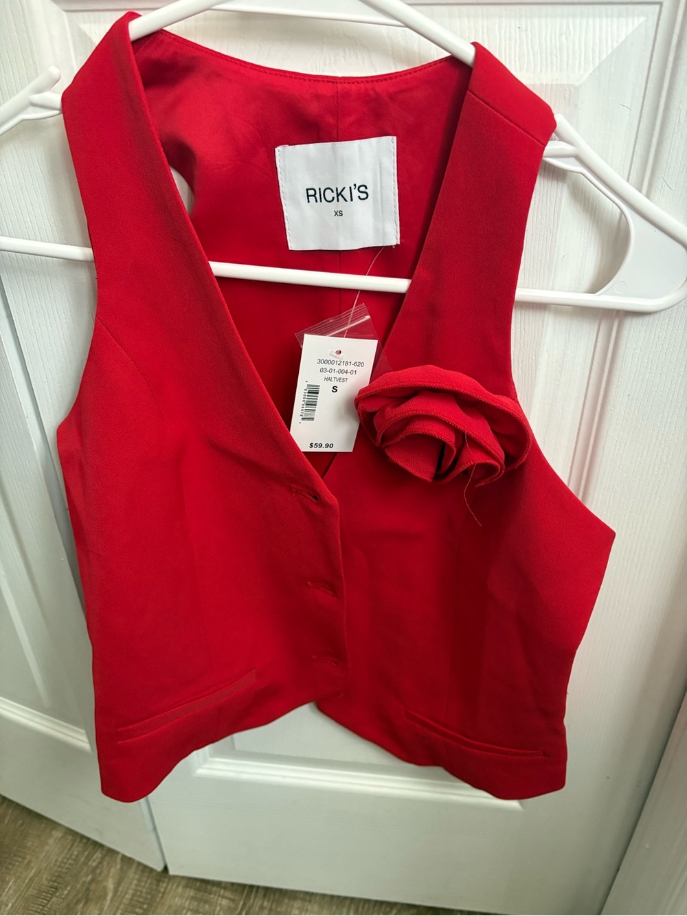Ricki's Bright Red Sleeveless Vest with Rosette